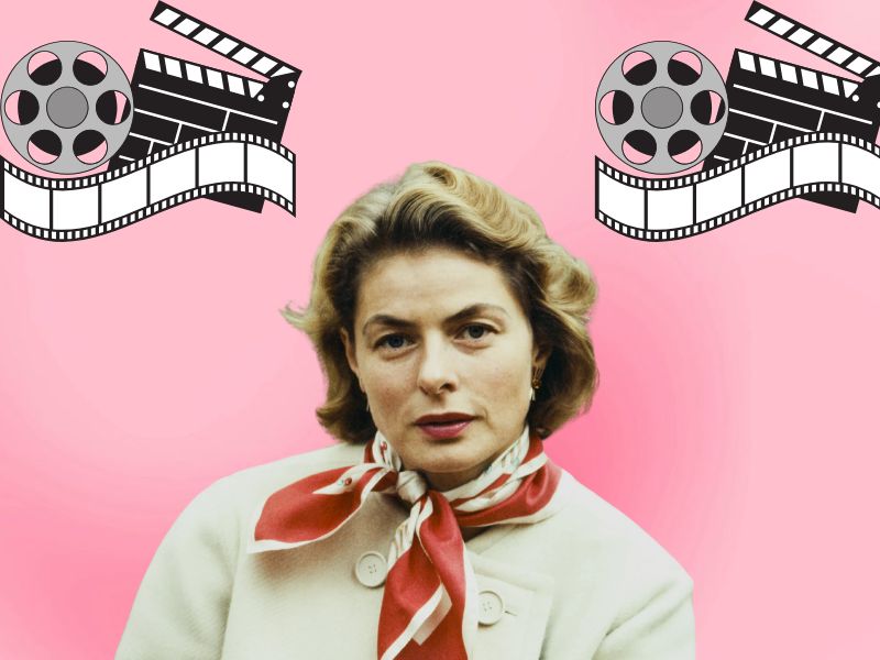 Ingrid Bergman na roze pozadini